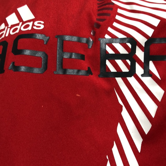 Boys Adidas Climalite Baseball graphic Red/Black Top size L - Picture 8 of 8